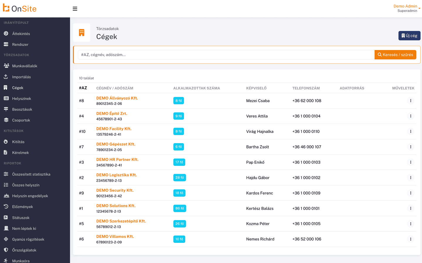 Screenshot of the Subcontractor Portal module